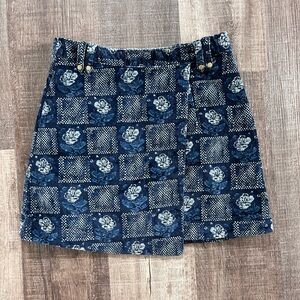 Floral striped corduroy mini skirt